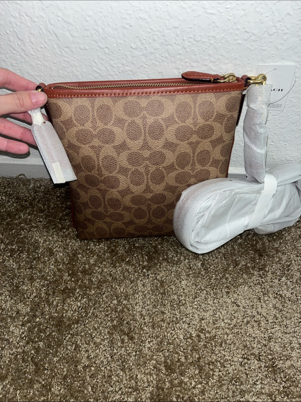 Coach Brown & Rust Signature Crossbody Bag - Picture 6 of 6